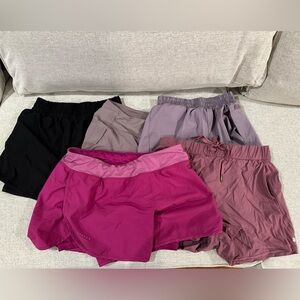 Lot of 5 size medium work out exercise shorts pink purple black great condition